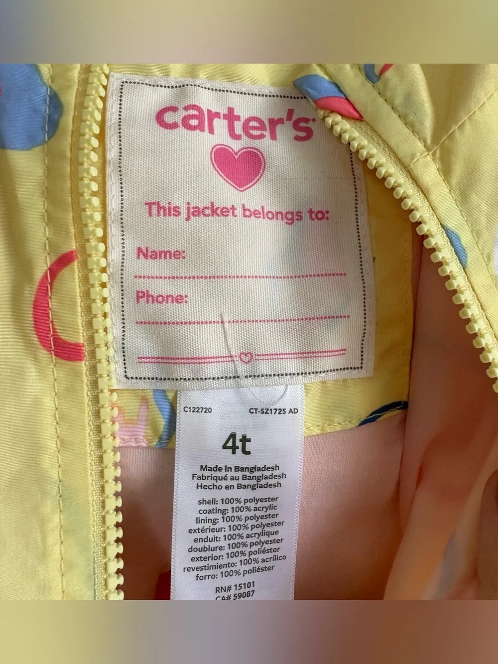 Carters lightweight yellow